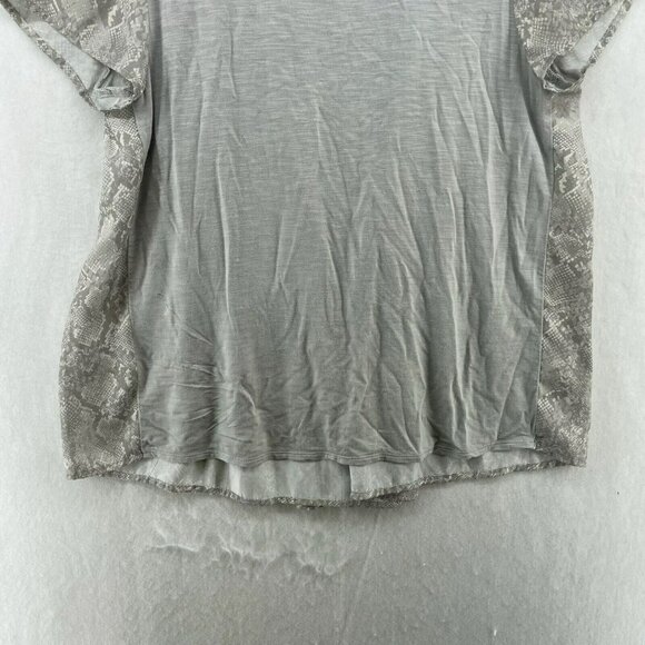 Anthropologie Dolan Blouse Women's Sz M Gray Snake Print Pleated Keyhole Back - Picture 9 of 13